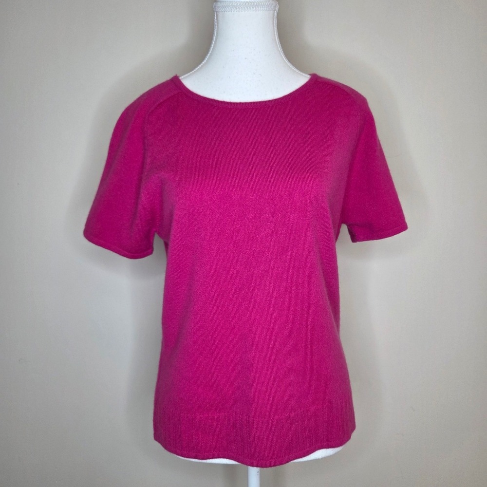 Classiques Entier Womens Pink 100% Cashmere Short Sleeve Sweater Size L